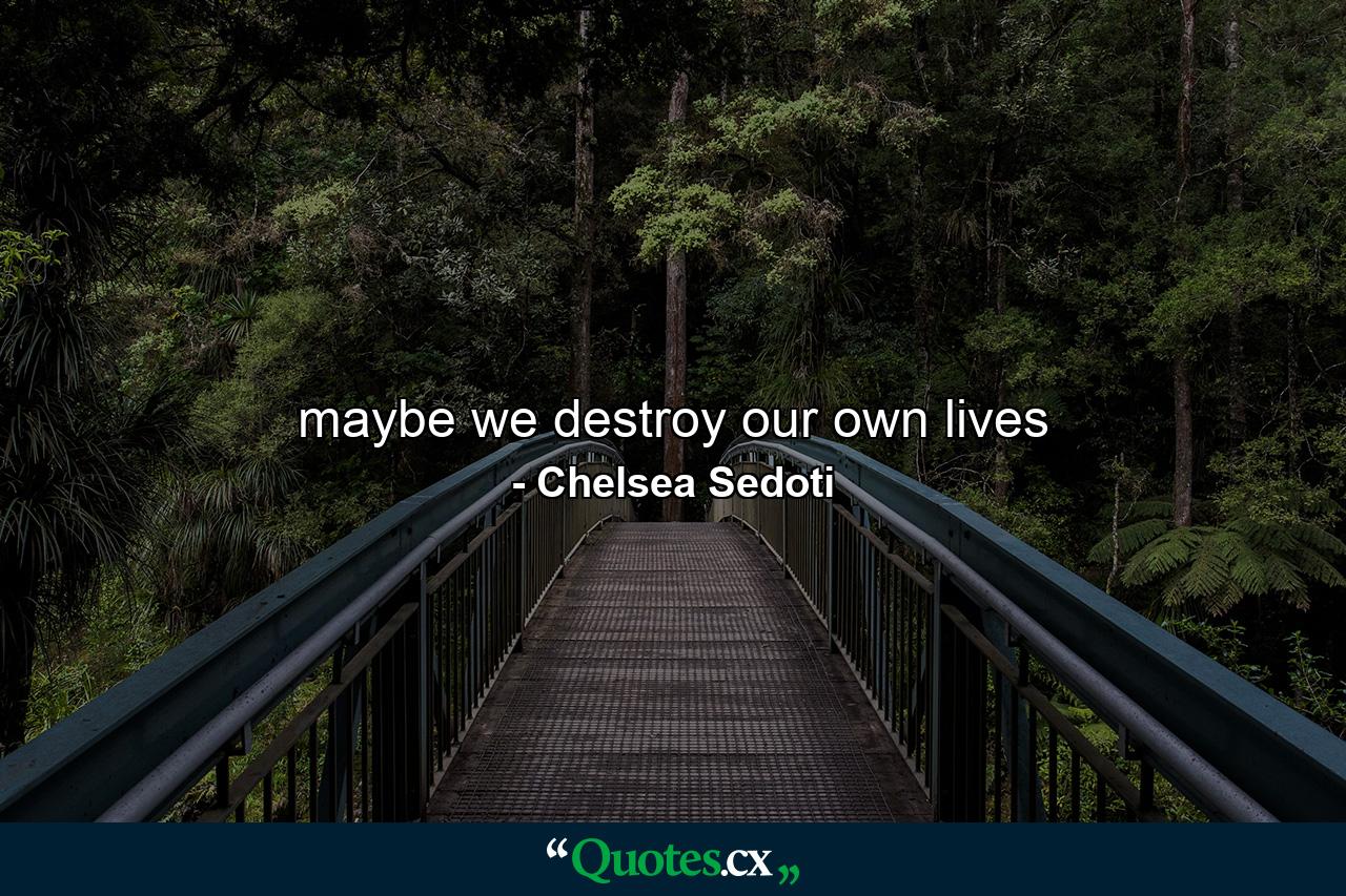 maybe we destroy our own lives - Quote by Chelsea Sedoti