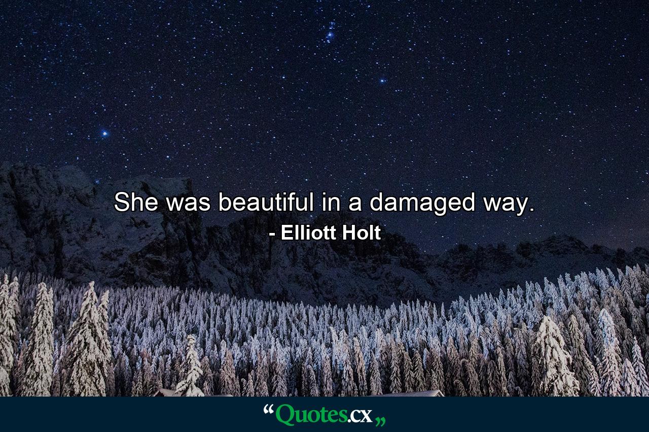 She was beautiful in a damaged way. - Quote by Elliott Holt