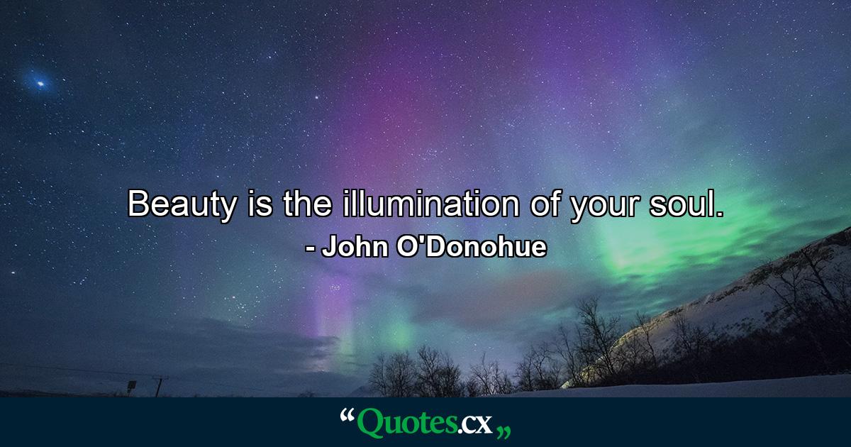 Beauty is the illumination of your soul. - Quote by John O'Donohue