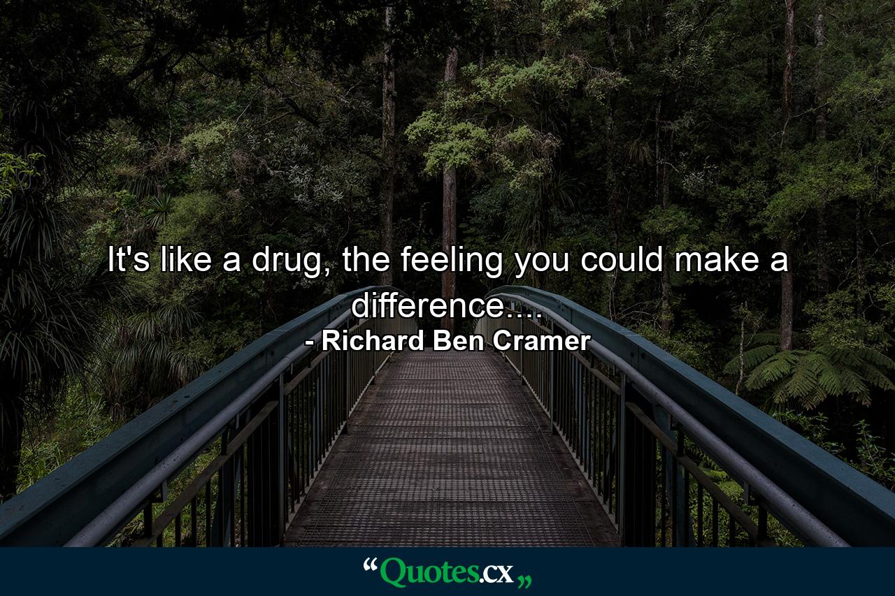 It's like a drug, the feeling you could make a difference.... - Quote by Richard Ben Cramer