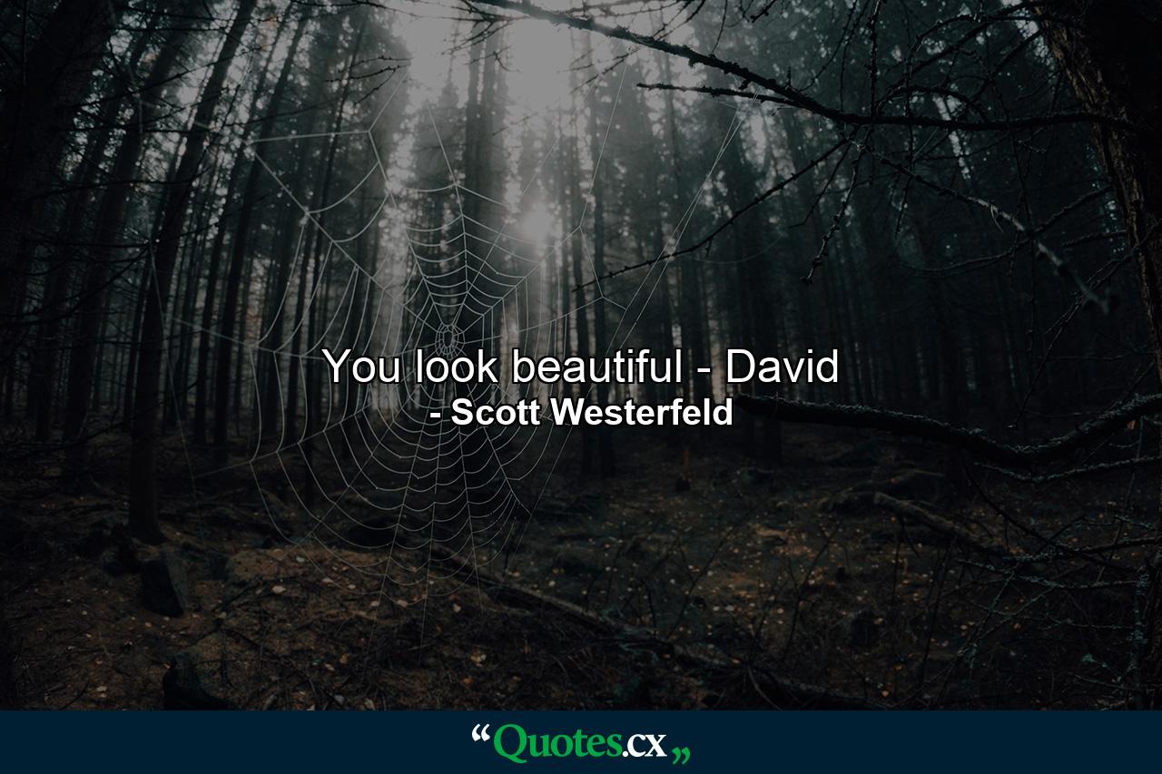 You look beautiful - David - Quote by Scott Westerfeld