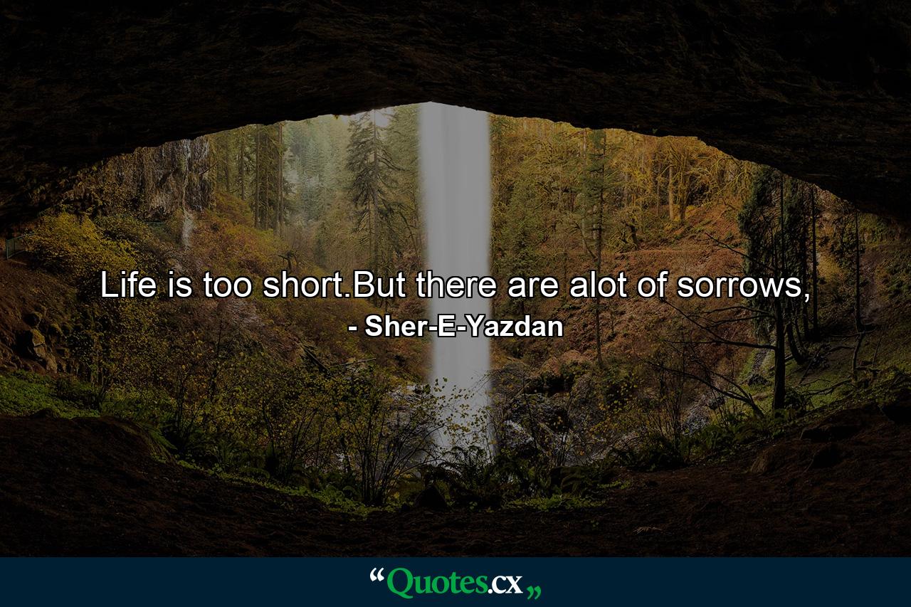 Life is too short.But there are alot of sorrows, - Quote by Sher-E-Yazdan