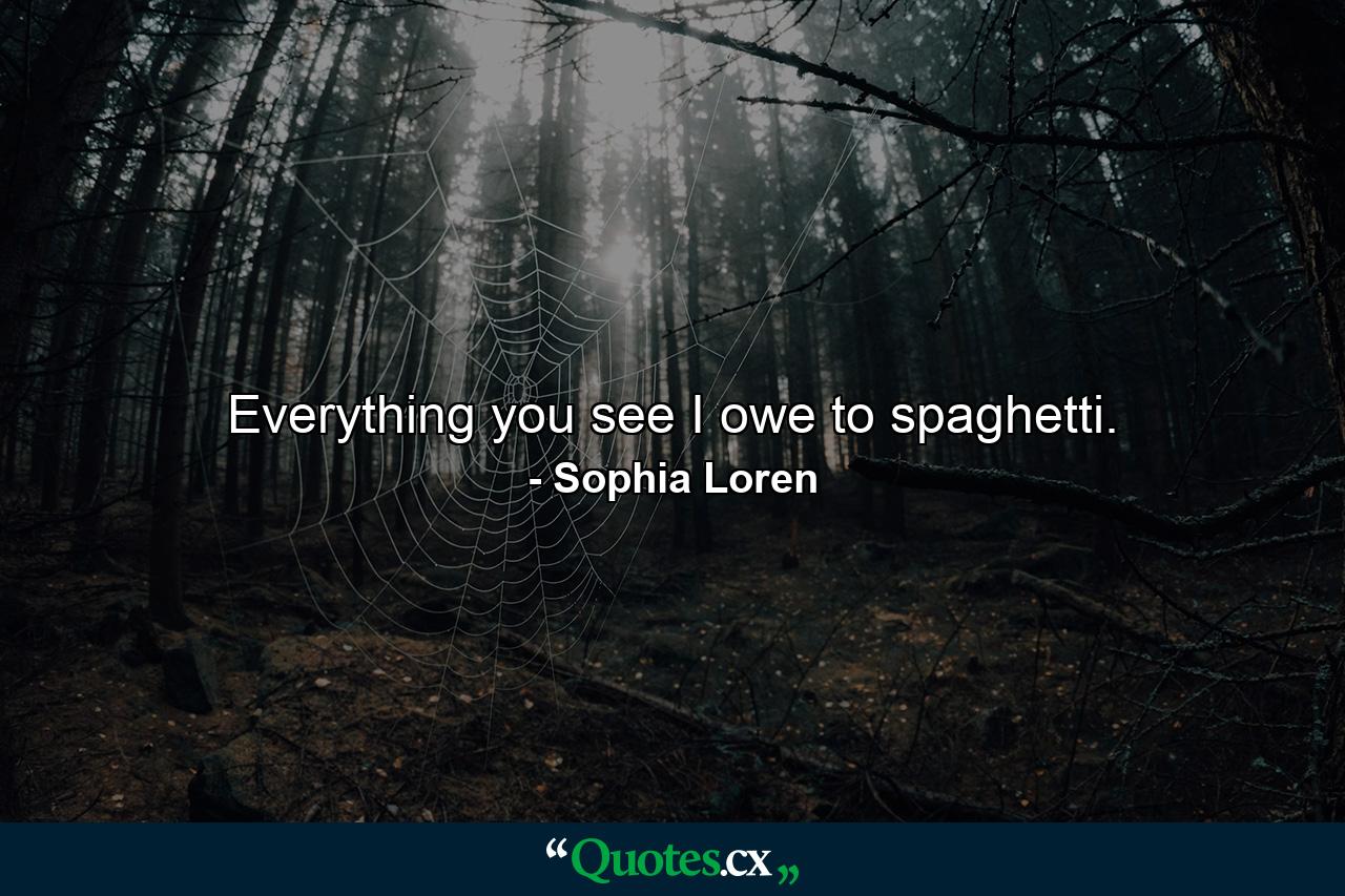 Everything you see I owe to spaghetti. - Quote by Sophia Loren