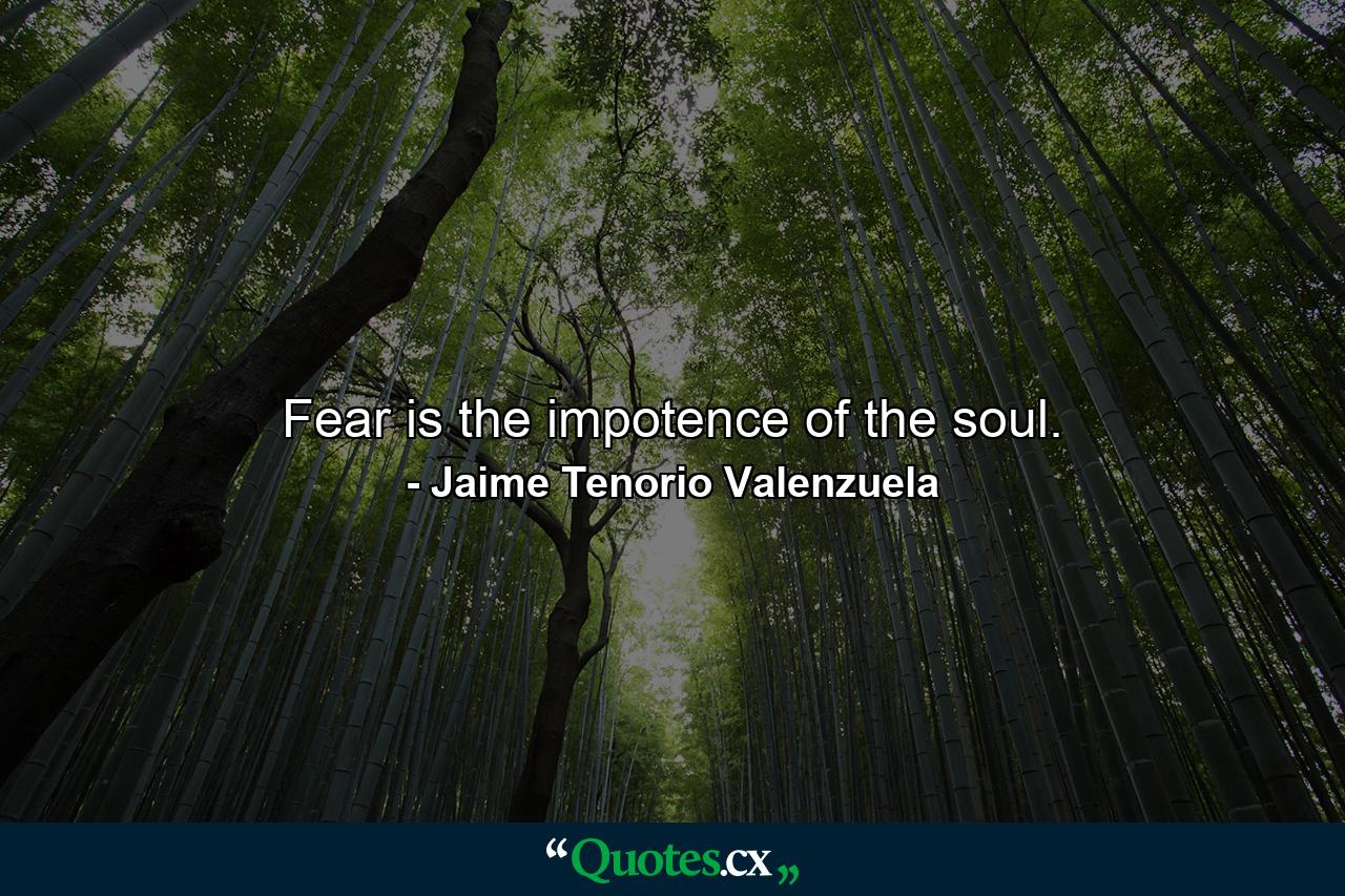 Fear is the impotence of the soul. - Quote by Jaime Tenorio Valenzuela