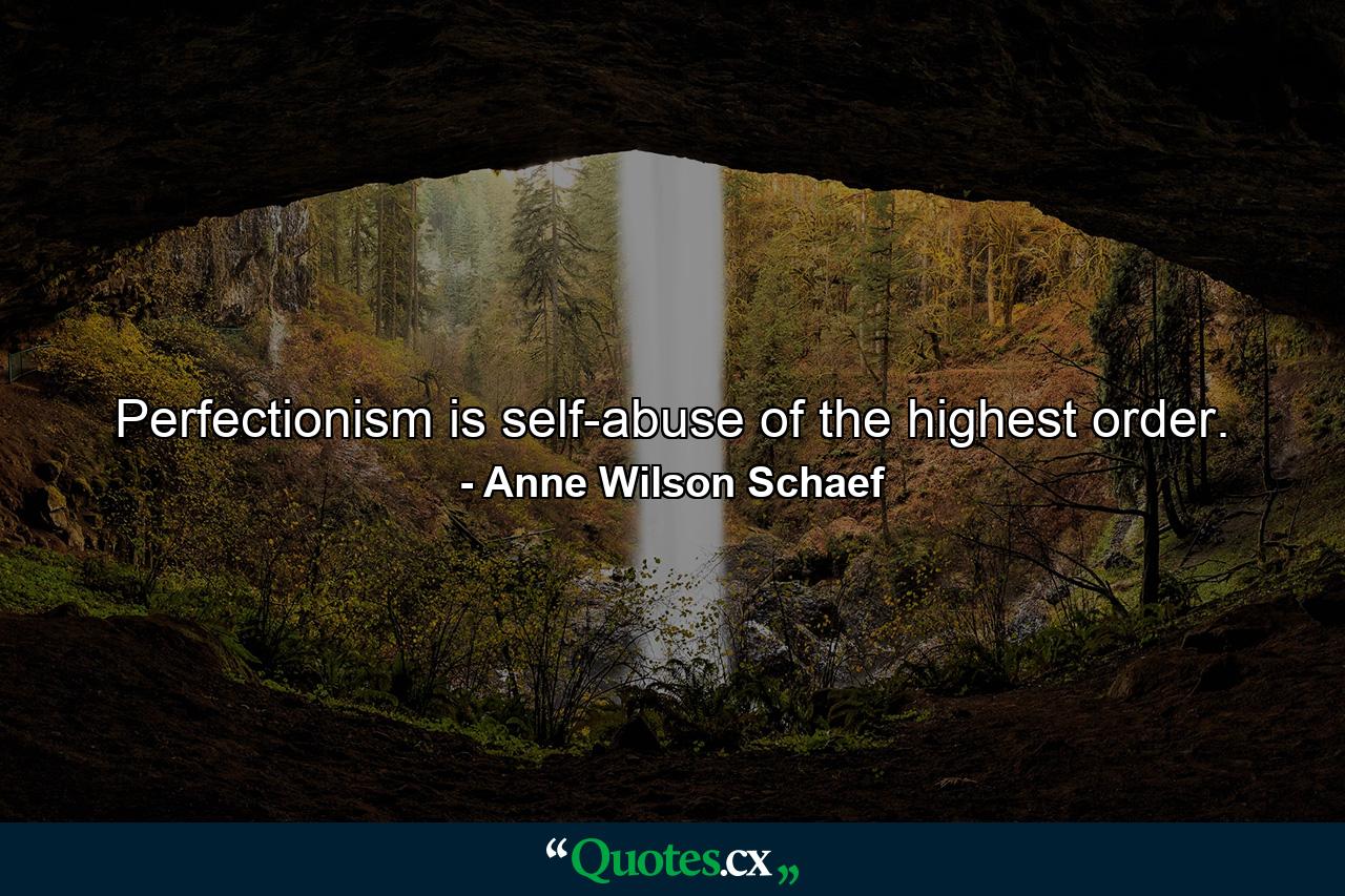 Perfectionism is self-abuse of the highest order. - Quote by Anne Wilson Schaef