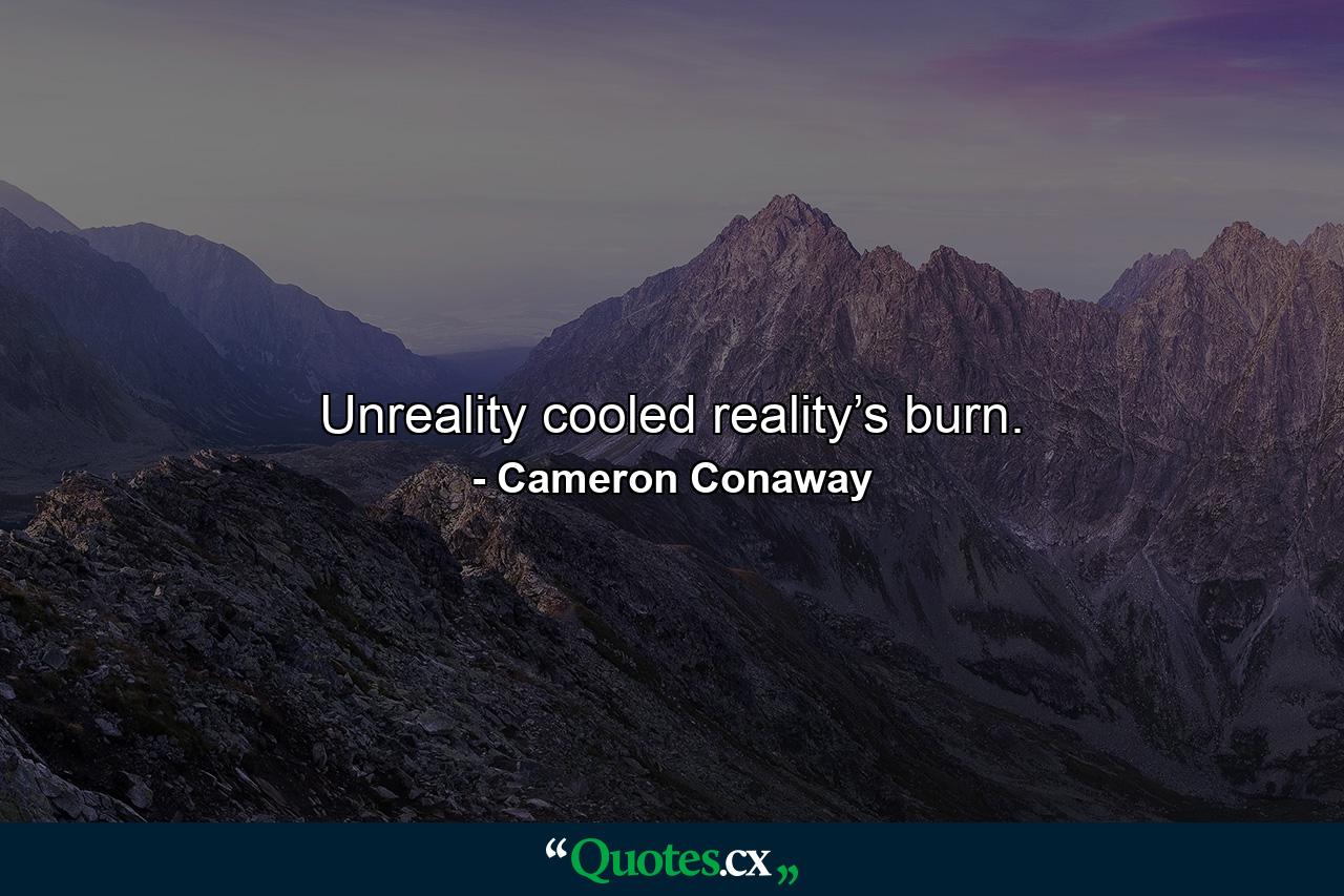 Unreality cooled reality’s burn. - Quote by Cameron Conaway