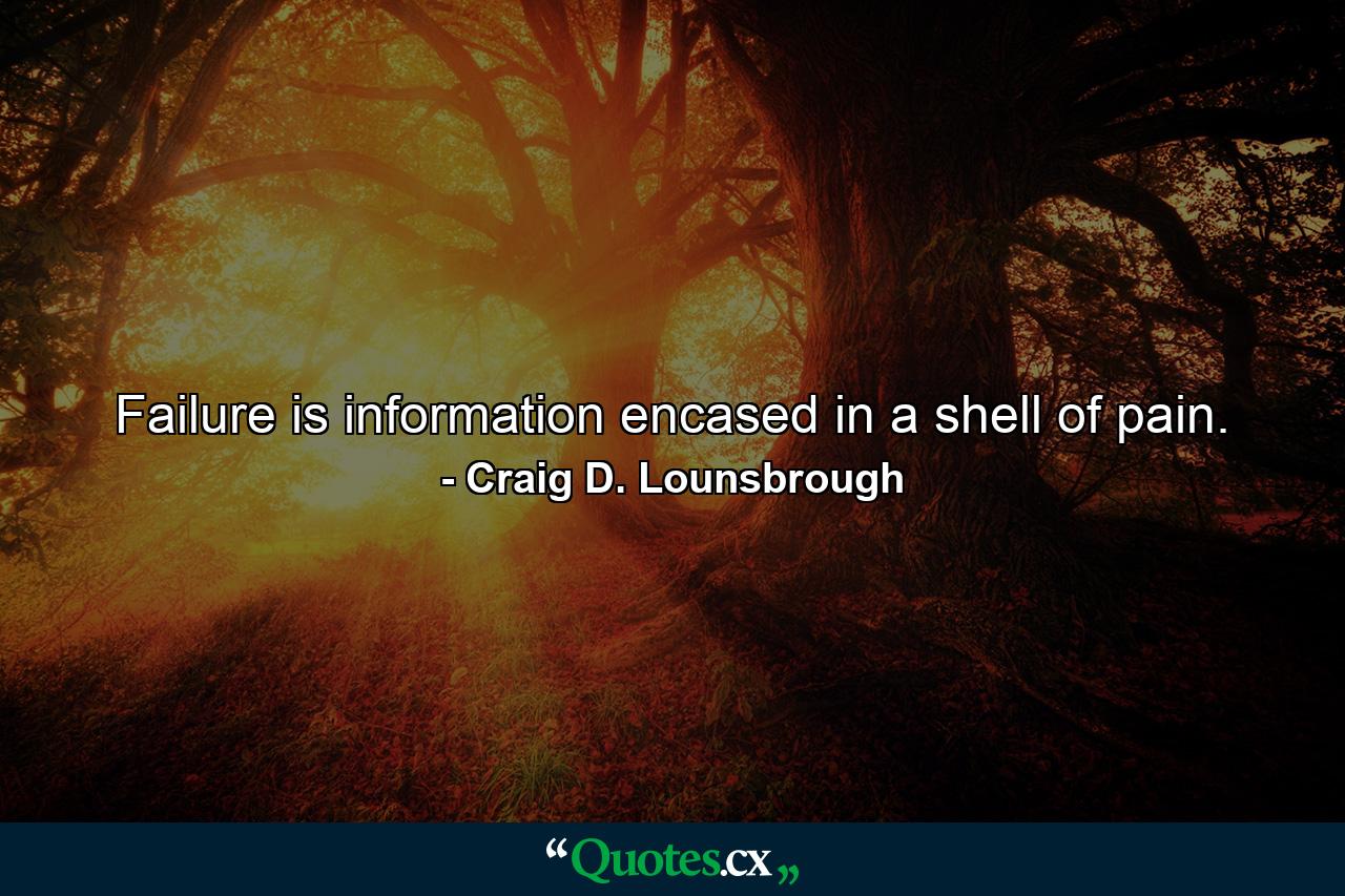 Failure is information encased in a shell of pain. - Quote by Craig D. Lounsbrough