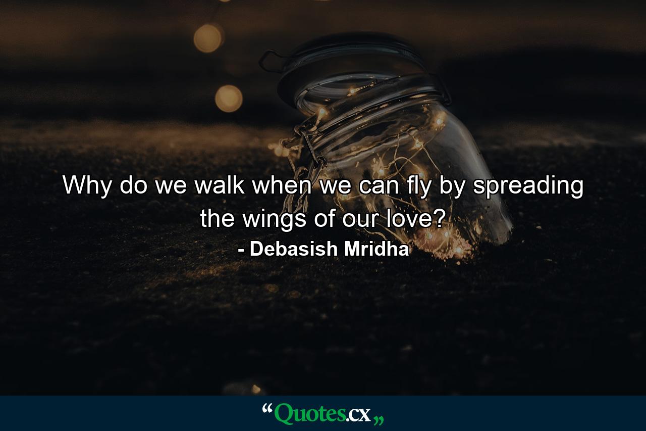 Why do we walk when we can fly by spreading the wings of our love? - Quote by Debasish Mridha