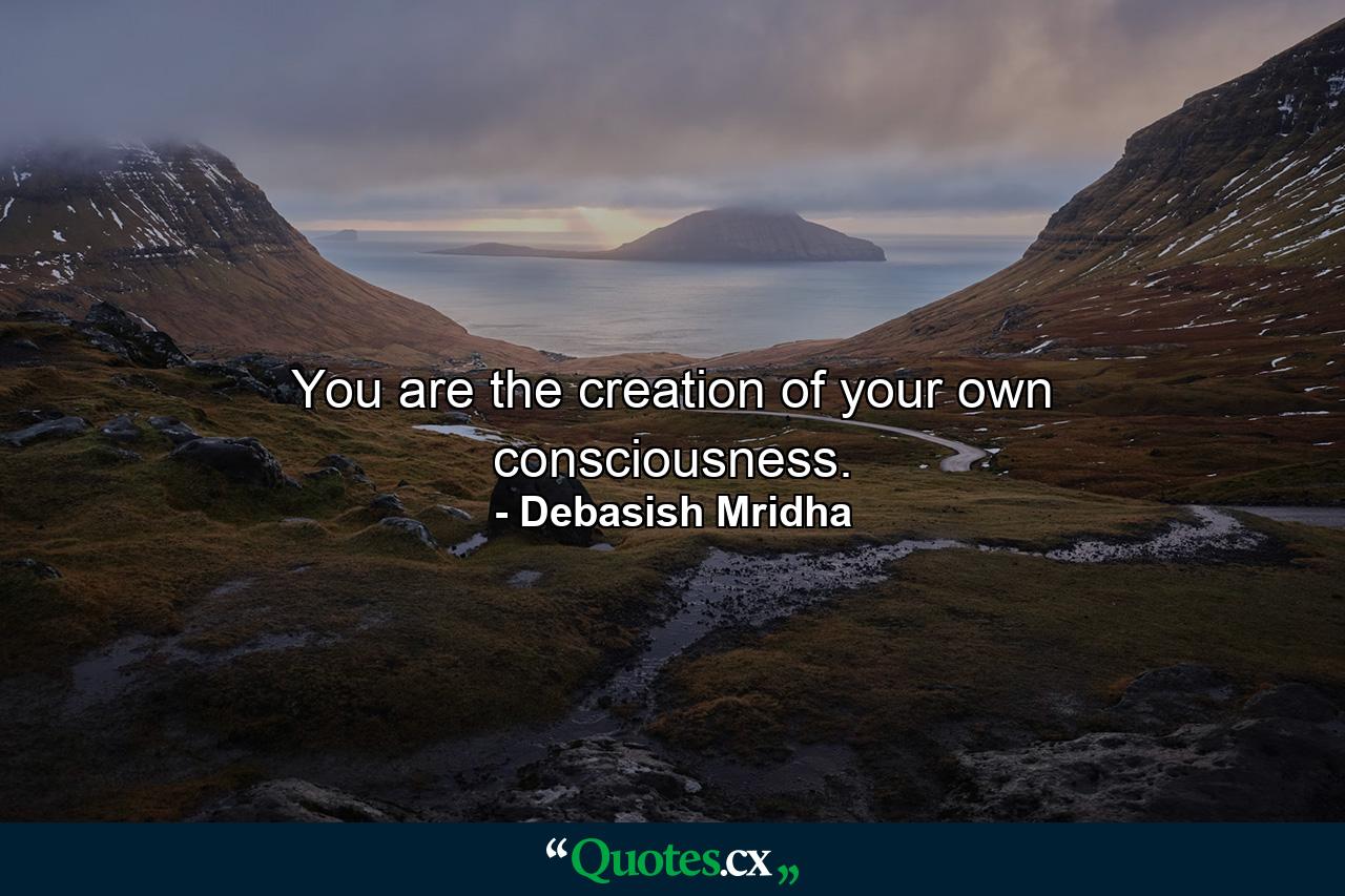 You are the creation of your own consciousness. - Quote by Debasish Mridha