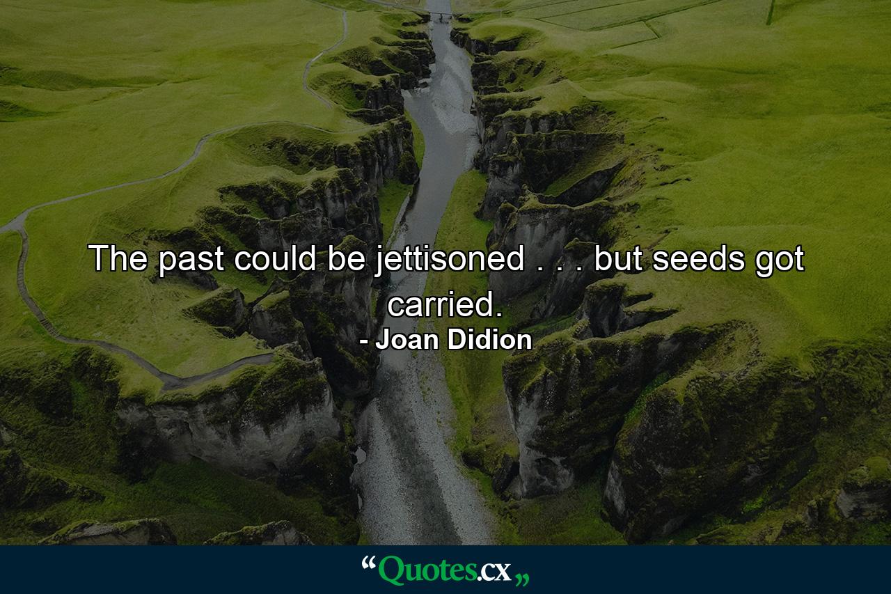 The past could be jettisoned . . . but seeds got carried. - Quote by Joan Didion