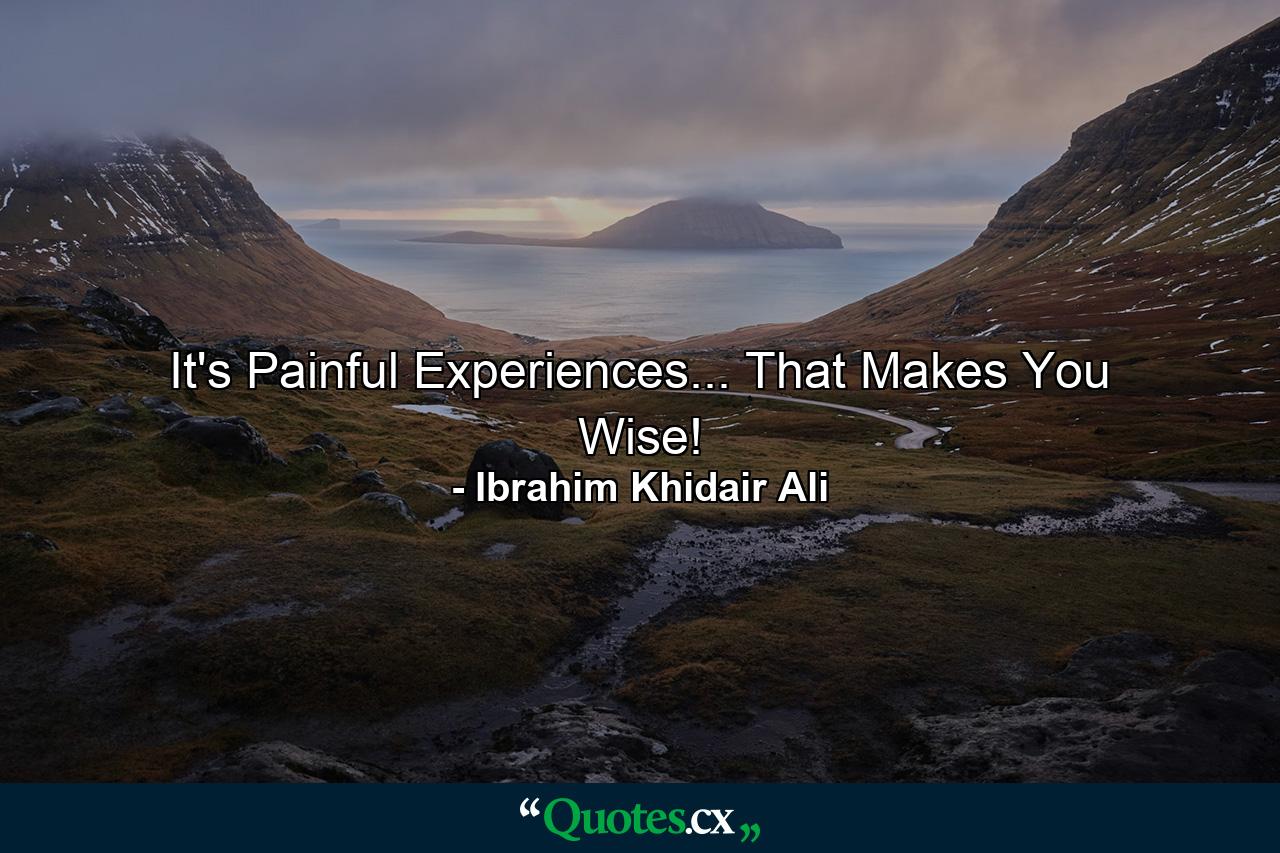 It's Painful Experiences... That Makes You Wise! - Quote by Ibrahim Khidair Ali