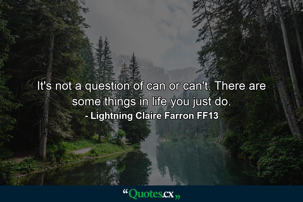 It's not a question of can or can't. There are some things in life you just do. - Quote by Lightning Claire Farron FF13