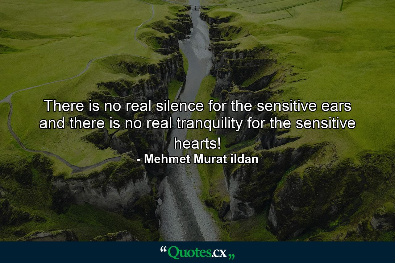 There is no real silence for the sensitive ears and there is no real tranquility for the sensitive hearts! - Quote by Mehmet Murat ildan