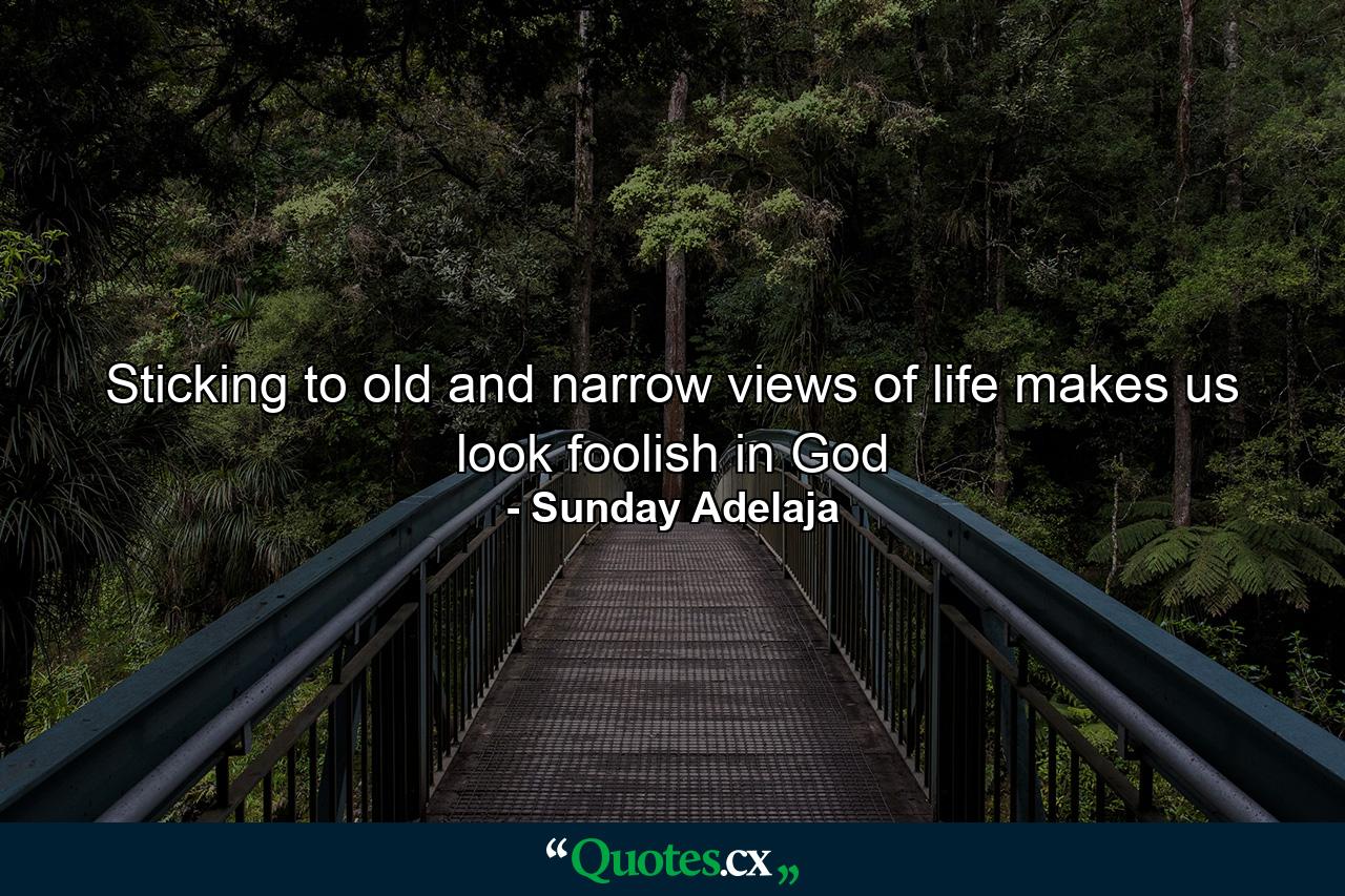 Sticking to old and narrow views of life makes us look foolish in God - Quote by Sunday Adelaja