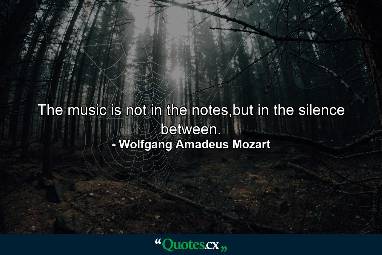 The music is not in the notes,but in the silence between. - Quote by Wolfgang Amadeus Mozart