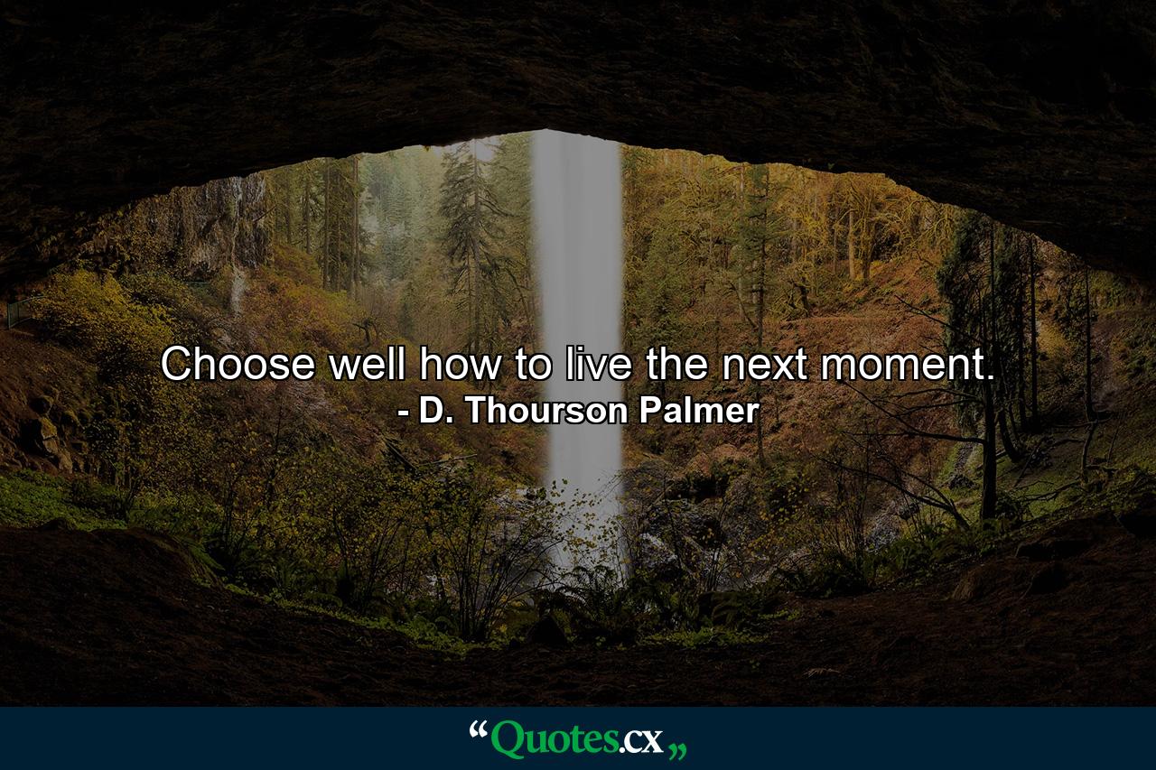 Choose well how to live the next moment. - Quote by D. Thourson Palmer