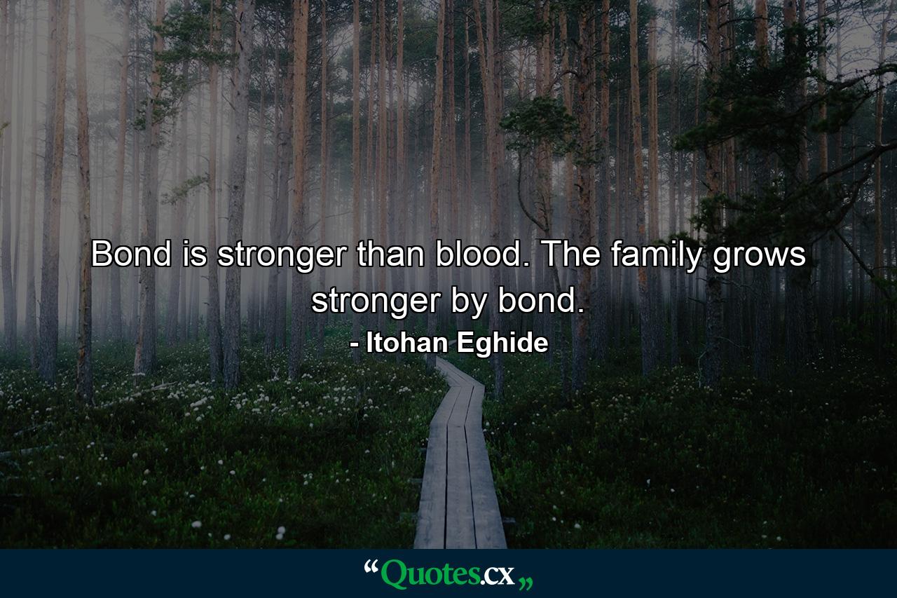 Bond is stronger than blood. The family grows stronger by bond. - Quote by Itohan Eghide