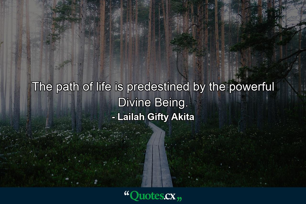 The path of life is predestined by the powerful Divine Being. - Quote by Lailah Gifty Akita