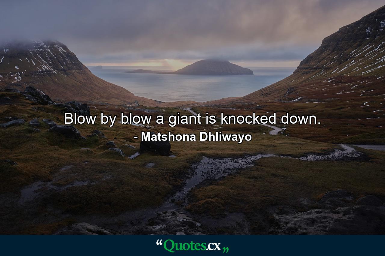 Blow by blow a giant is knocked down. - Quote by Matshona Dhliwayo