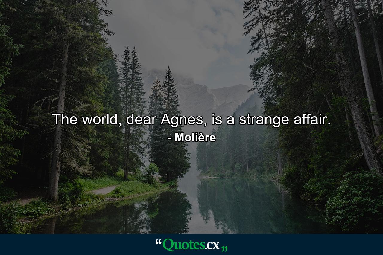 The world, dear Agnes, is a strange affair. - Quote by Molière