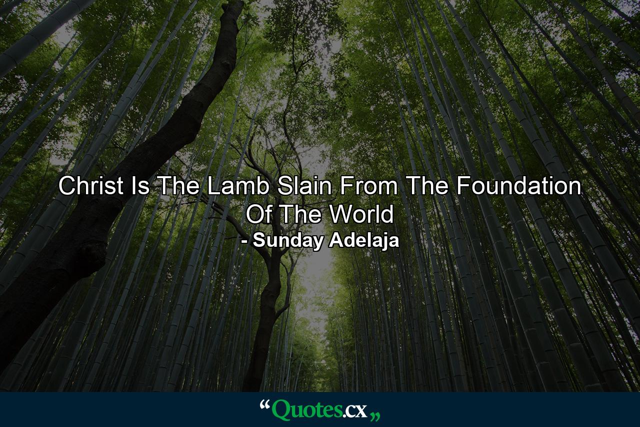 Christ Is The Lamb Slain From The Foundation Of The World - Quote by Sunday Adelaja