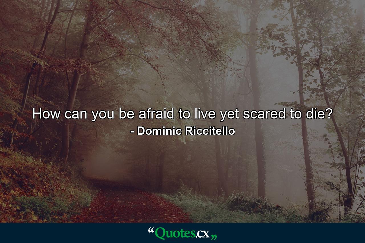 How can you be afraid to live yet scared to die? - Quote by Dominic Riccitello