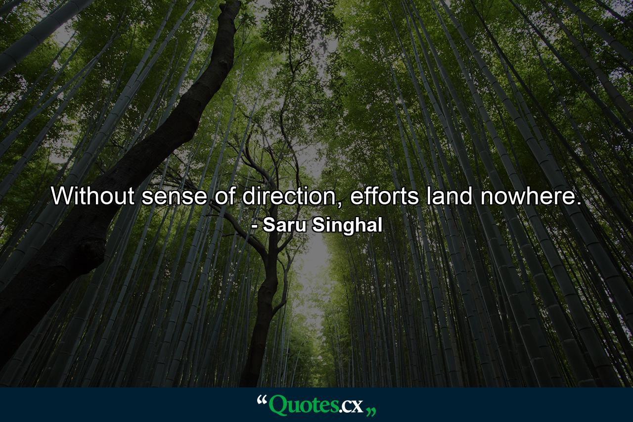 Without sense of direction, efforts land nowhere. - Quote by Saru Singhal