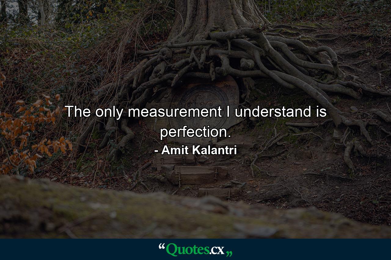 The only measurement I understand is perfection. - Quote by Amit Kalantri