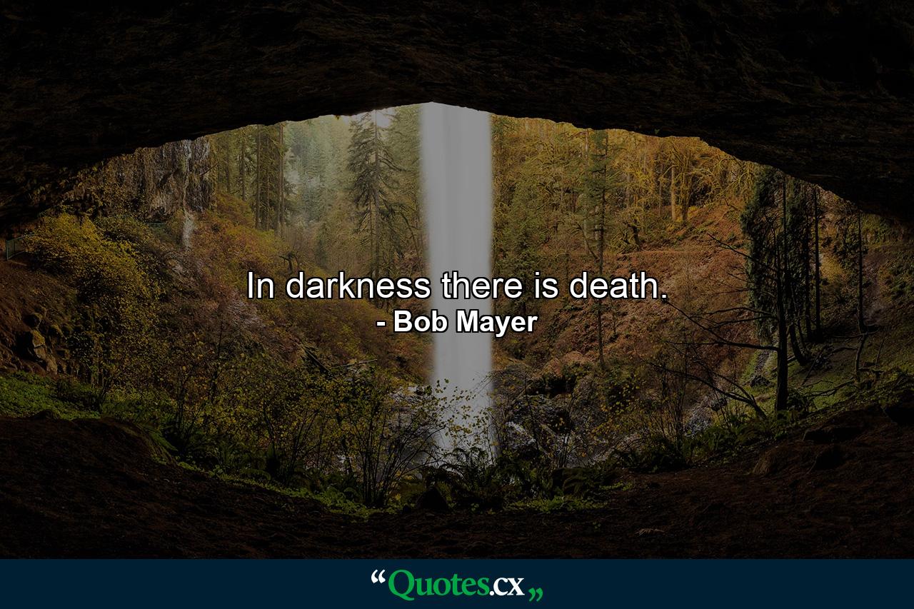 In darkness there is death. - Quote by Bob Mayer