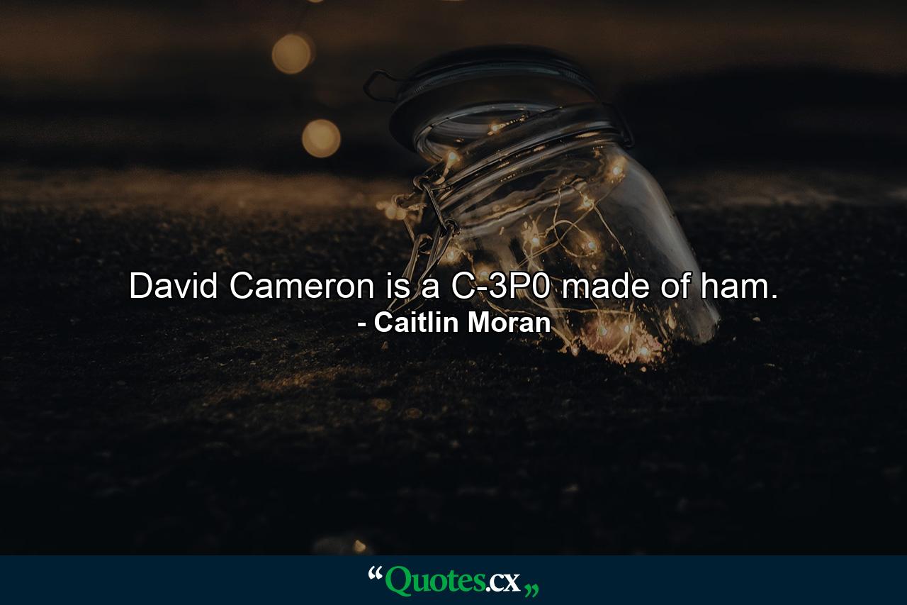 David Cameron is a C-3P0 made of ham. - Quote by Caitlin Moran