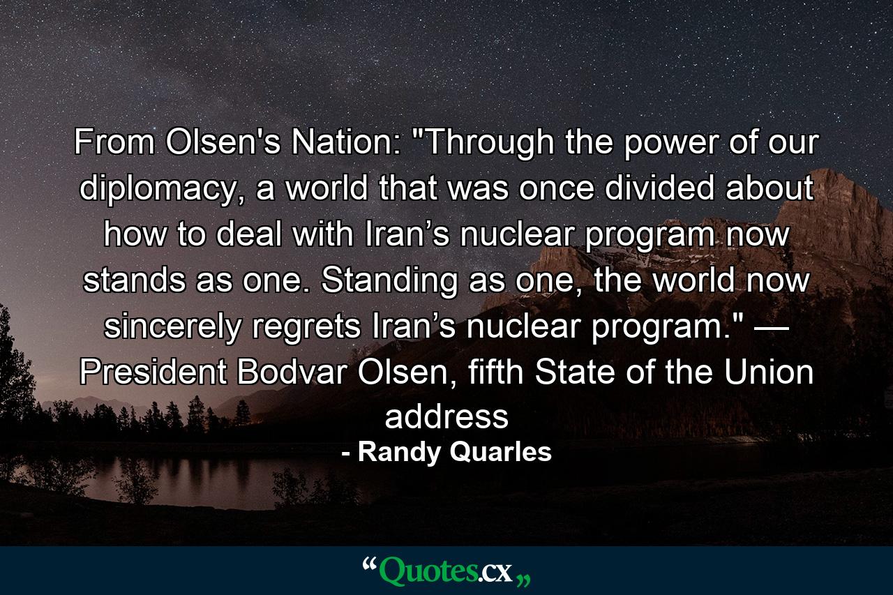 From Olsen's Nation: 