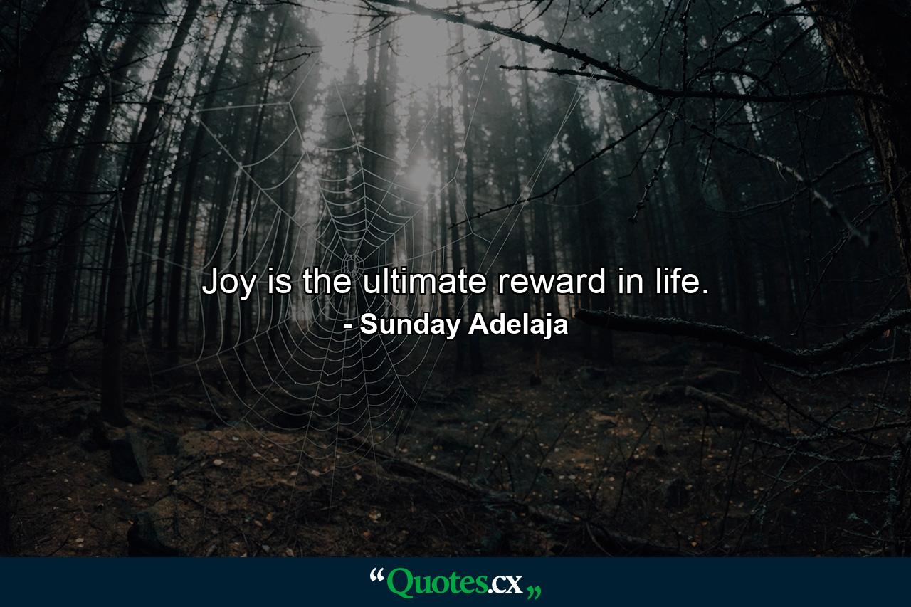 Joy is the ultimate reward in life. - Quote by Sunday Adelaja