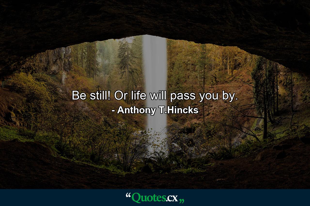 Be still! Or life will pass you by. - Quote by Anthony T.Hincks