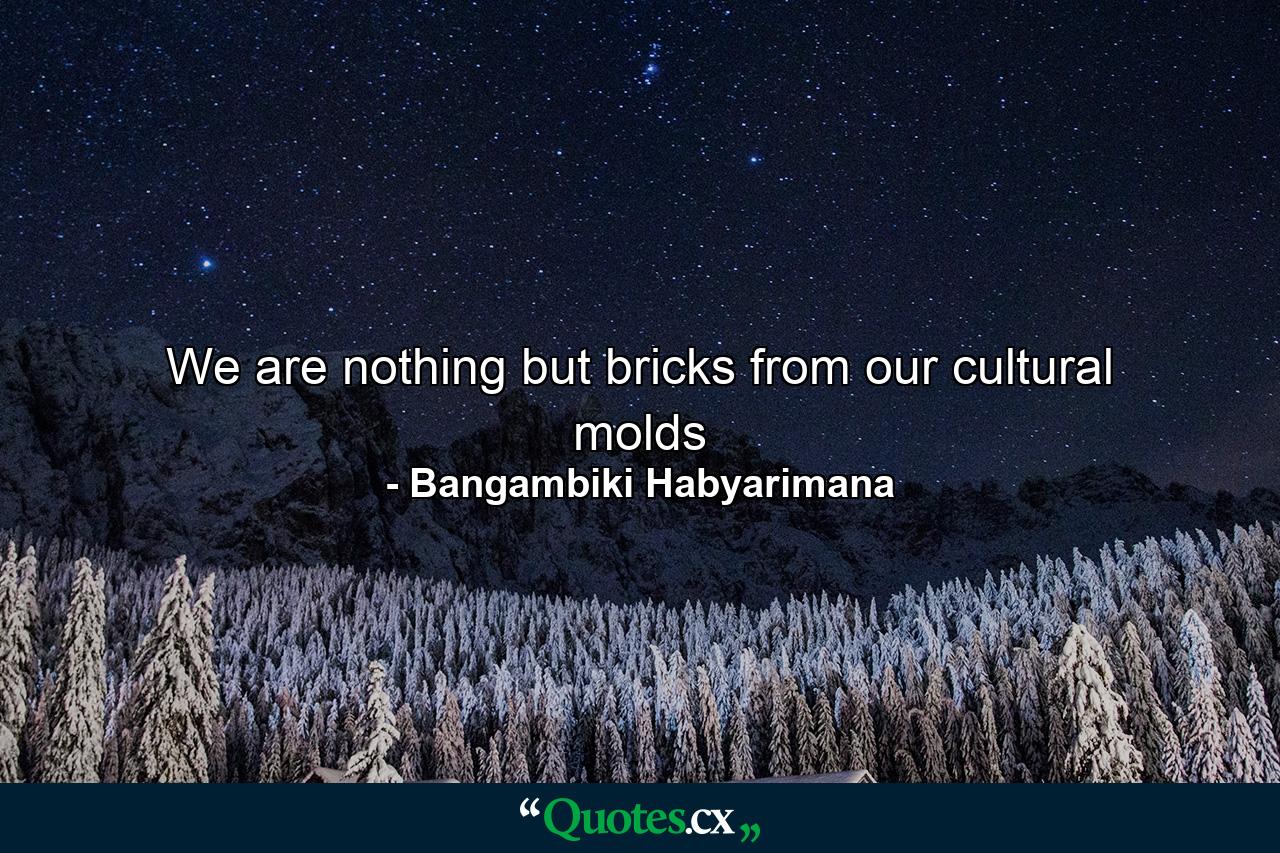 We are nothing but bricks from our cultural molds - Quote by Bangambiki Habyarimana