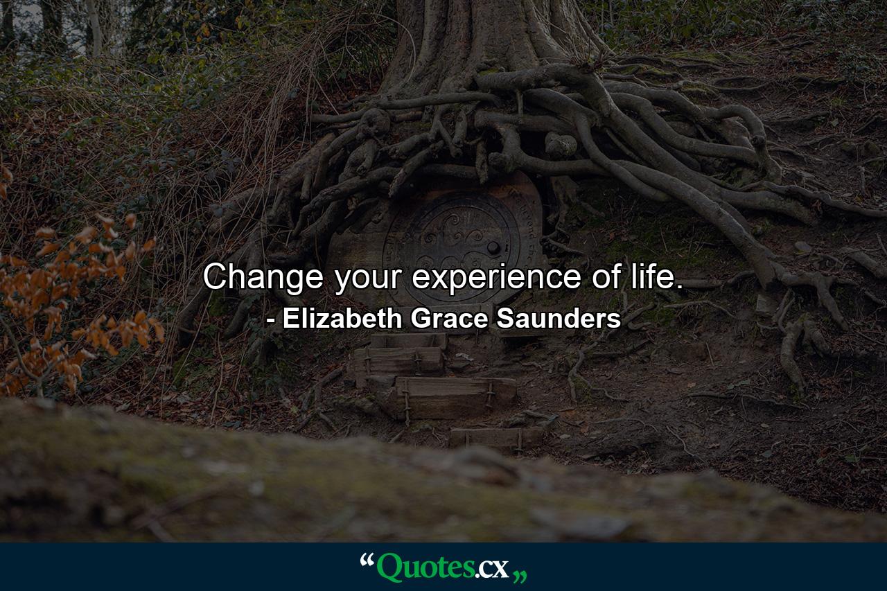 Change your experience of life. - Quote by Elizabeth Grace Saunders