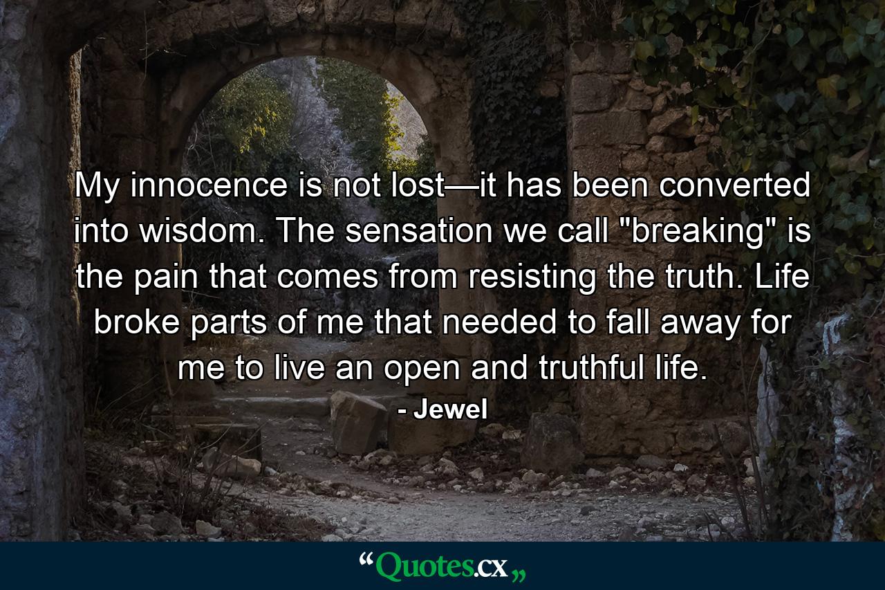 My innocence is not lost—it has been converted into wisdom. The sensation we call 