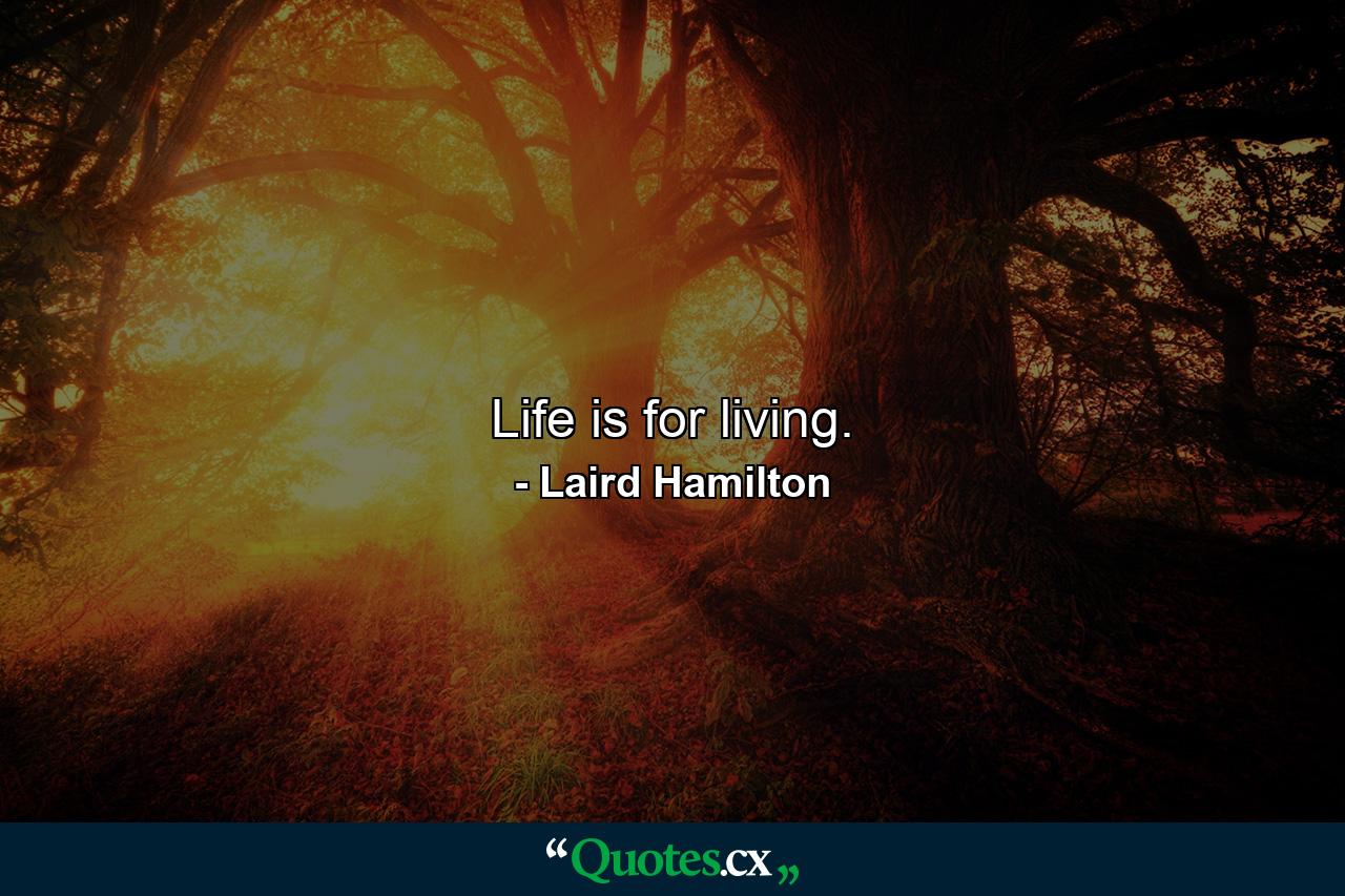 Life is for living. - Quote by Laird Hamilton