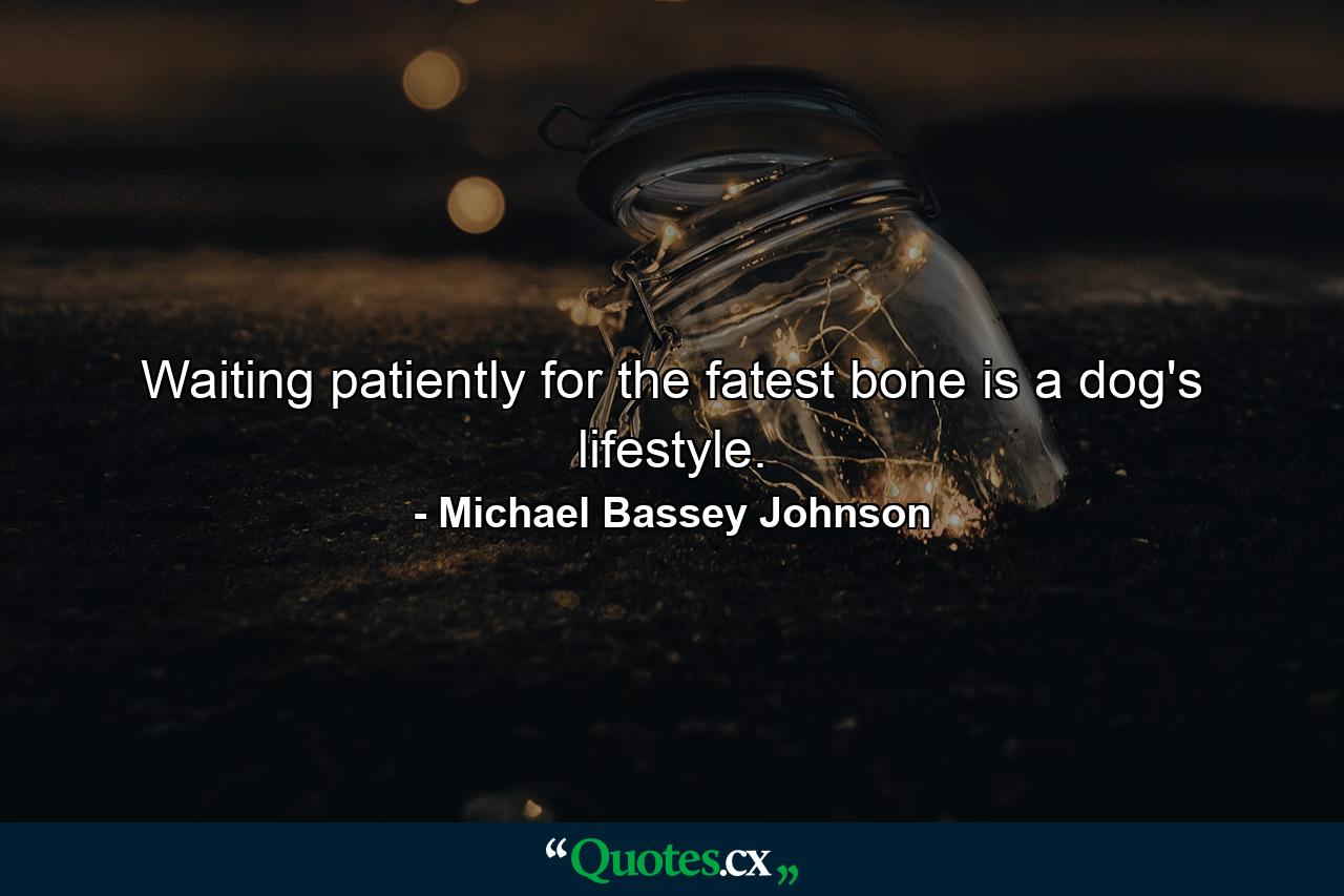 Waiting patiently for the fatest bone is a dog's lifestyle. - Quote by Michael Bassey Johnson