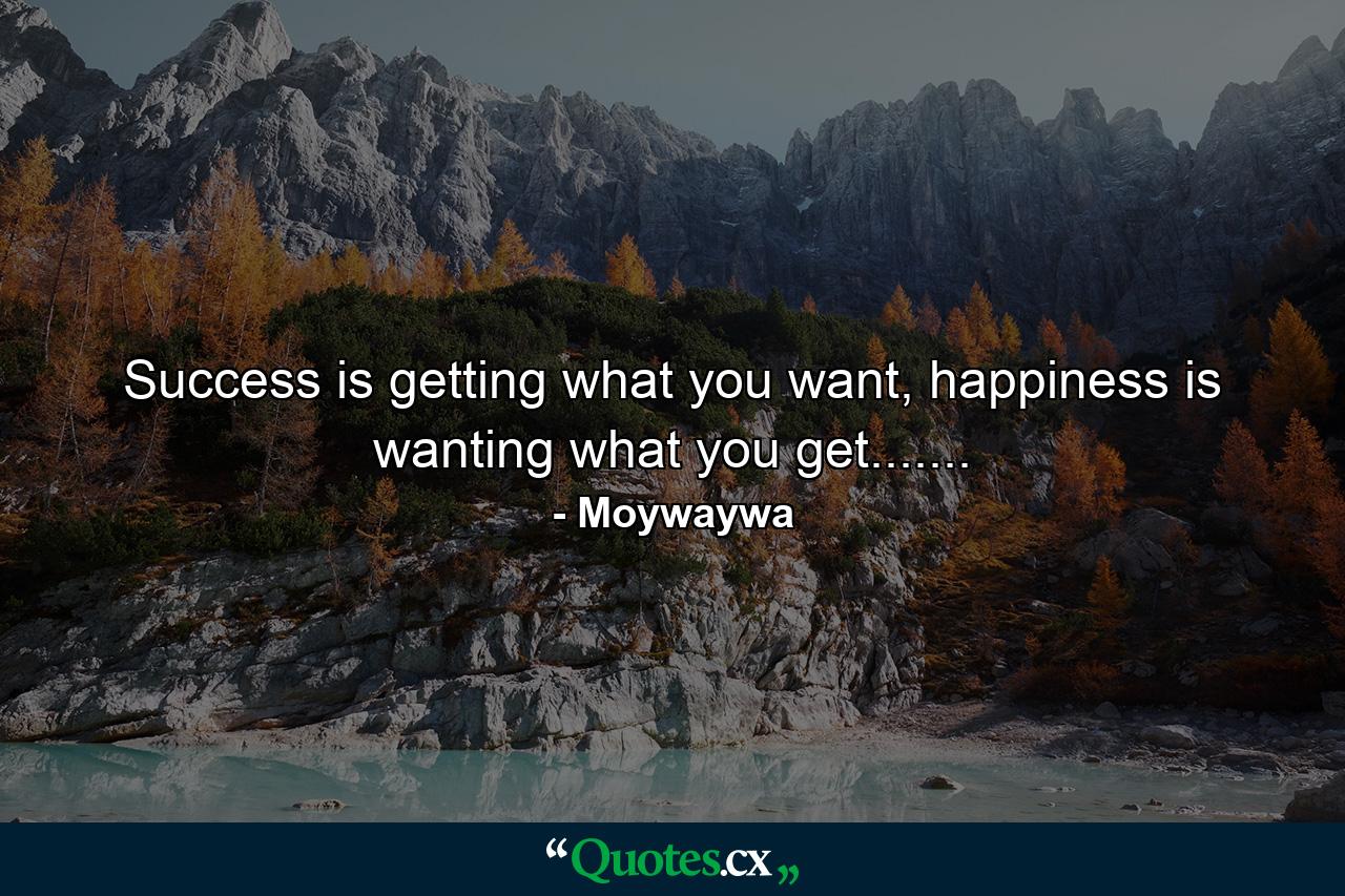 Success is getting what you want, happiness is wanting what you get....... - Quote by Moywaywa