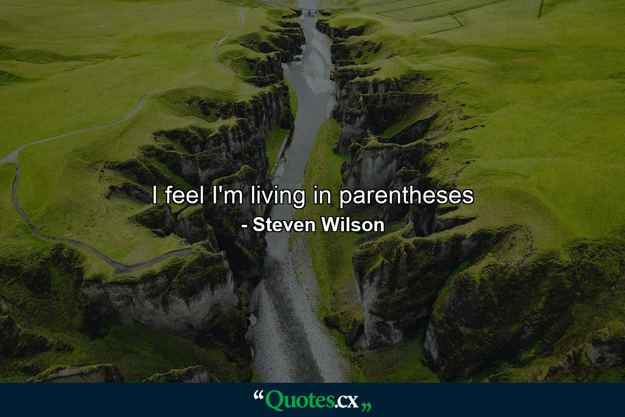 I feel I'm living in parentheses - Quote by Steven Wilson