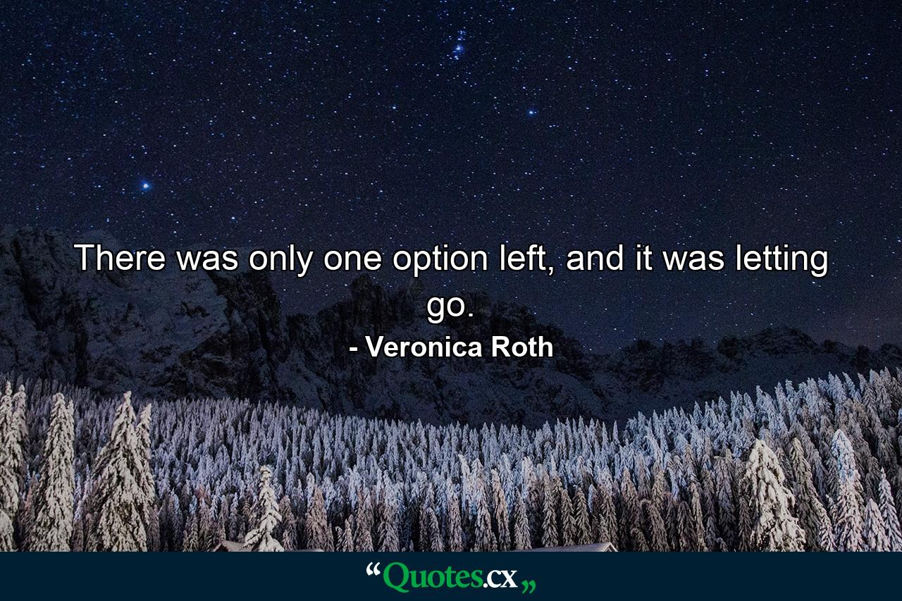 There was only one option left, and it was letting go. - Quote by Veronica Roth