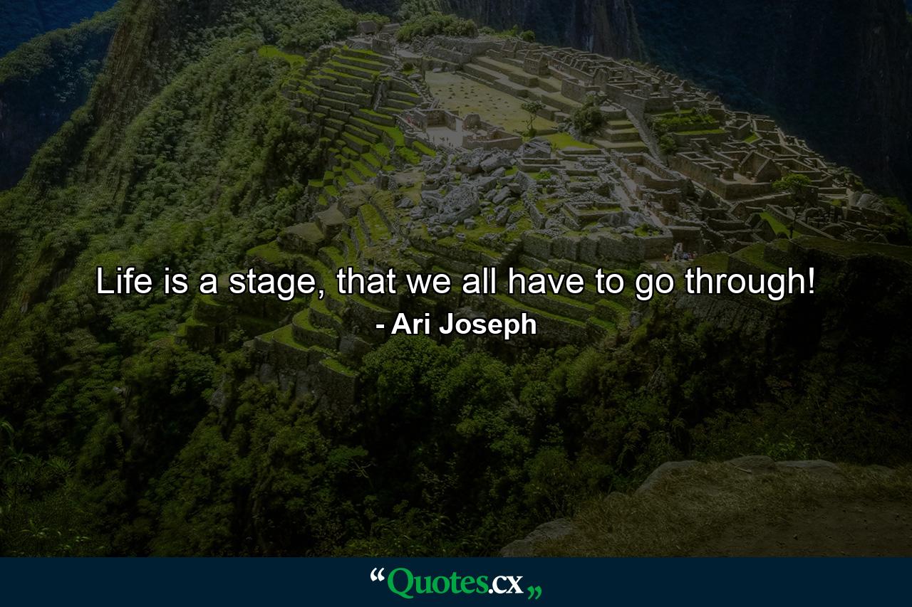 Life is a stage, that we all have to go through! - Quote by Ari Joseph