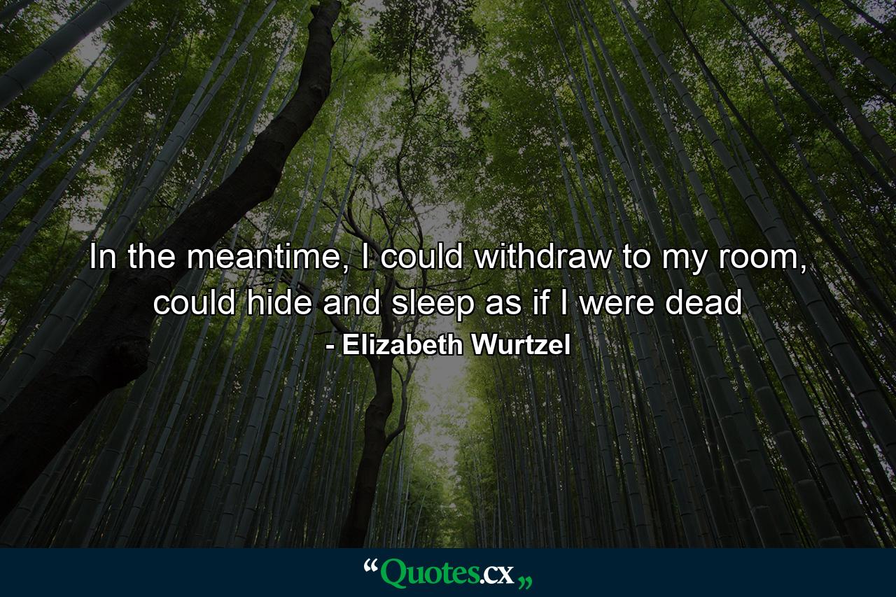 In the meantime, I could withdraw to my room, could hide and sleep as if I were dead - Quote by Elizabeth Wurtzel