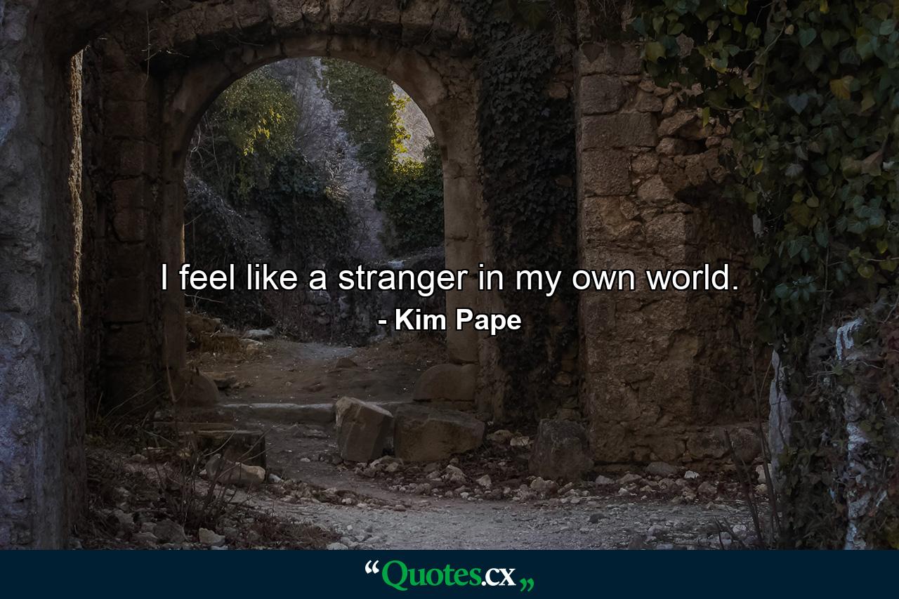 I feel like a stranger in my own world. - Quote by Kim Pape