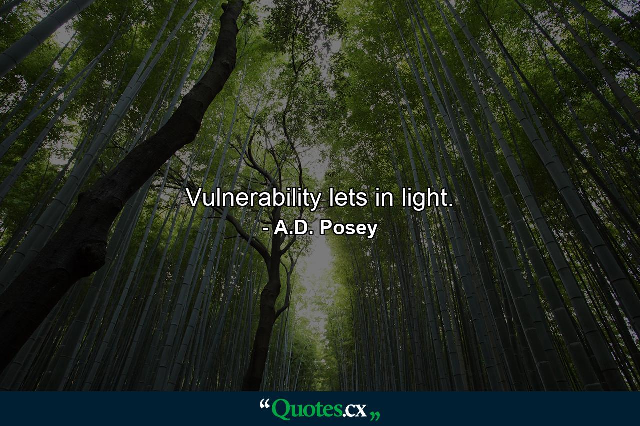 Vulnerability lets in light. - Quote by A.D. Posey