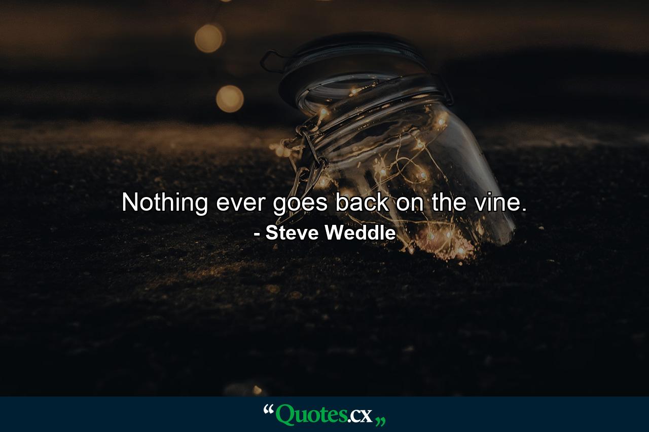 Nothing ever goes back on the vine. - Quote by Steve Weddle