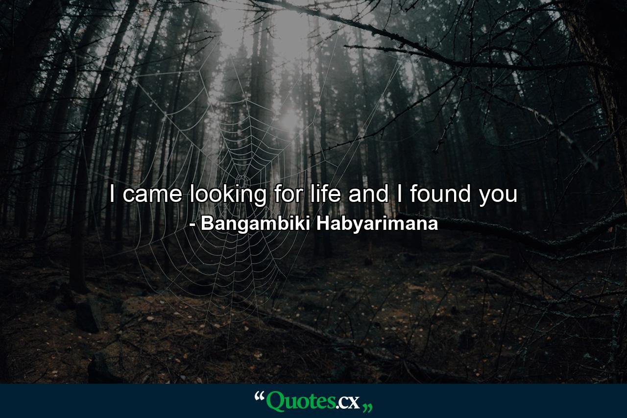 I came looking for life and I found you - Quote by Bangambiki Habyarimana