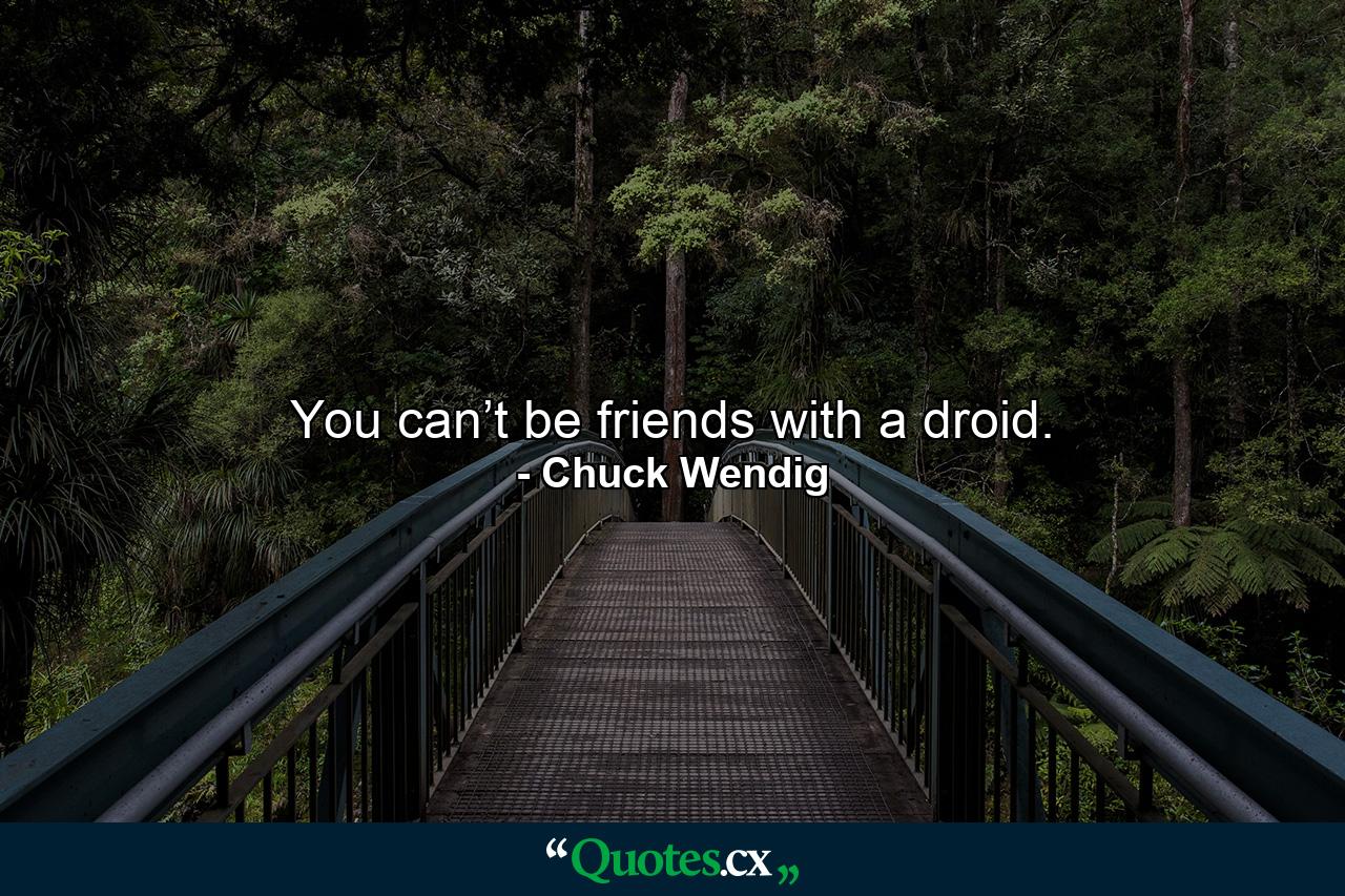 You can’t be friends with a droid. - Quote by Chuck Wendig