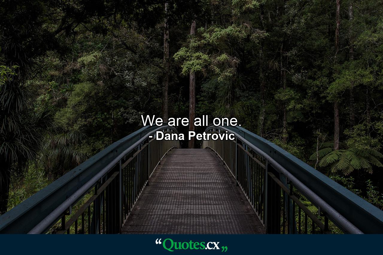 We are all one. - Quote by Dana Petrovic