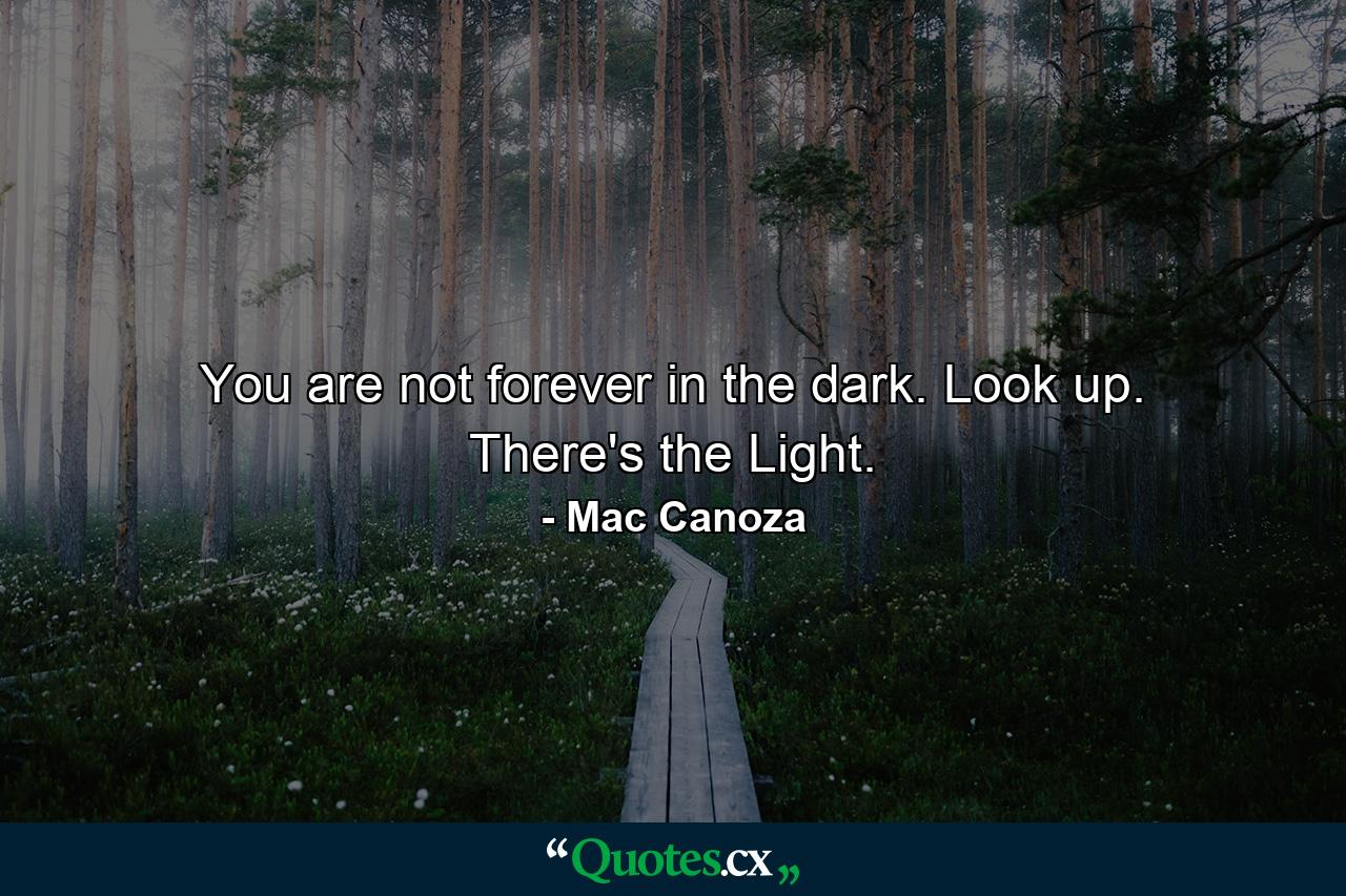 You are not forever in the dark. Look up. There's the Light. - Quote by Mac Canoza